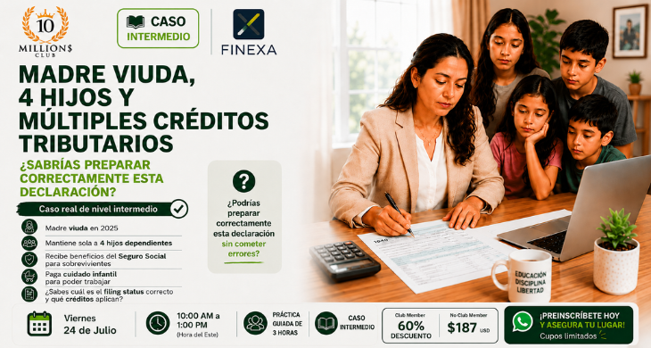 Caso de preparación de impuestos 1040 para Madre viuda con 4 Hijos